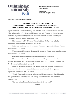 clinton tops trump by 7 points, quinnipiac university national poll