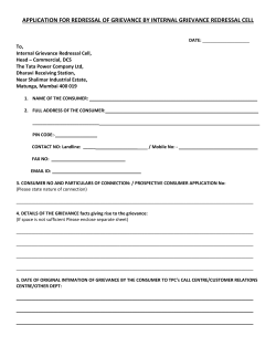 APPLICATION FOR REDRESSAL OF GRIEVANCE BY INTERNAL