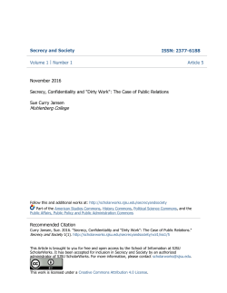 Secrecy, Confidentiality and "Dirty Work": The Case of Public Relations