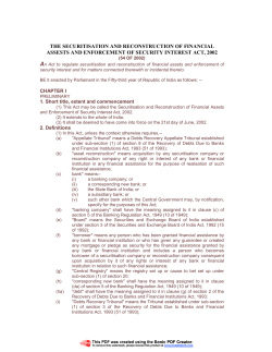 Securitisation and Reconstruction of Financial Assets