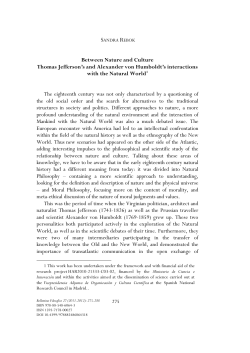 Between Nature and Culture Thomas Jefferson`s and Alexander von