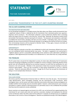 FTA Statement - Achieving transparency in the EU`s anti
