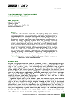 TRADITIONALISM OR TRADITIONA-LIEISM - ArchNet-IJAR