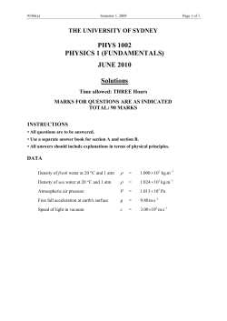 PHYS1002 Exam - The University of Sydney