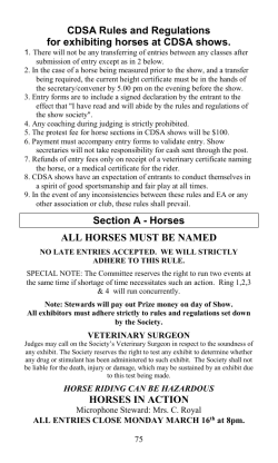 CDSA Rules and Regulations for exhibiting