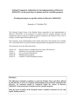 National Competent Authorities for the implementation of Directive