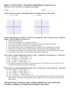 DIRECT AND INVERSE VARIATION WORKSHEET
