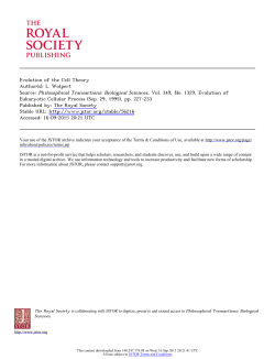Evolution of the Cell Theory Author(s): L. Wolpert Source