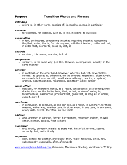 Purpose Transition Words and Phrases