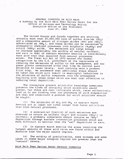 A Summary by the Acid Rain Peer Review