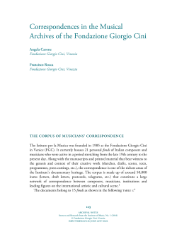 Correspondences in the Musical Archives of the Fondazione Giorgio