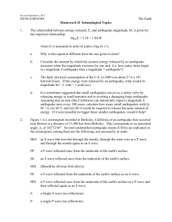 EENS 6340/4340 The Earth Homework II Seismological Topics 1