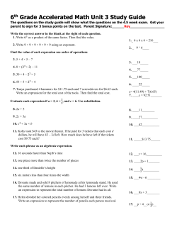 6th Grade Accelerated Math Unit 3 Study Guide