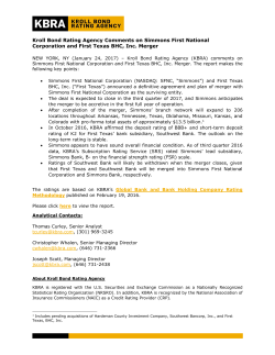 Kroll Bond Rating Agency Comments on Simmons First National
