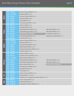 Jemi West Group Fitness Class Schedule April Mon