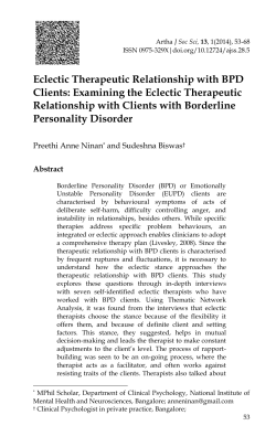 Eclectic Therapeutic Relationship with BPD Clients: Examining the