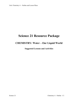 Lesson 1 &ndash; Investigating the Chemical Properties of Water