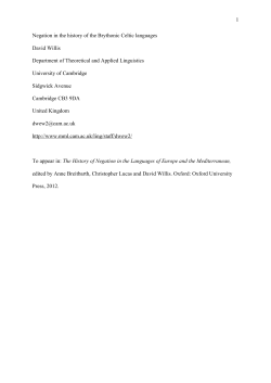 1 Negation in the history of the Brythonic Celtic languages David
