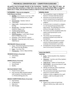 PROVINCIAL CONVENTION 2016 &ndash; COMPETITION GUIDELINES