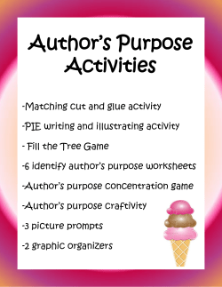 Author`s Purpose Activities