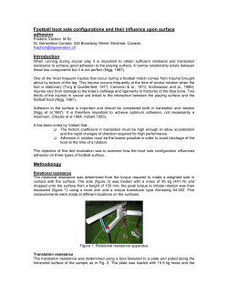 Football Boot Sole Configuration and their Influence upon Surface