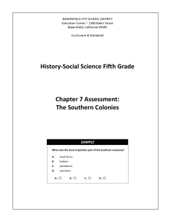 Chapter 7: The Southern Colonies - Bakersfield City School District