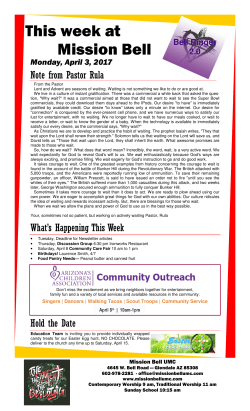 April 3, 2017 Newsblast! - Mission Bell United Methodist Church