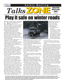 Hazards of Winter Driving  - Municipality of Hastings Highlands