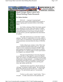 Quail Groups Share Latest Info About Rolling