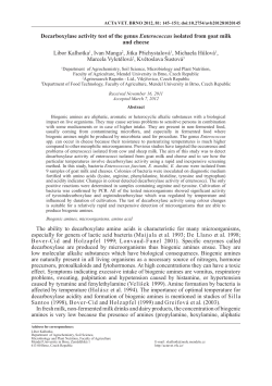 Decarboxylase activity test of the genus Enterococcus isolated from
