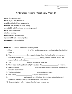 Ninth Grade Honors: Vocabulary Week 27