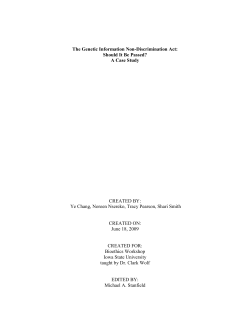 The Genetic Information Non-Discrimination Act