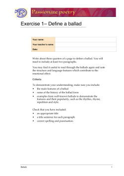Exercise 1&ndash; Define a ballad