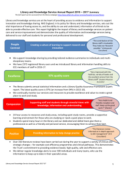 Library and Knowledge Service Annual Report 2016
