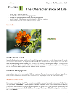 CHAPTER 1 The Characteristics of Life