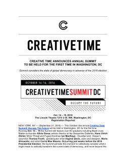 Creative Time Announces Annual Summit to be Held for the First