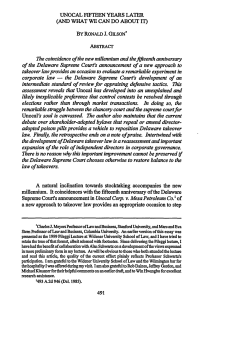 UNOCAL FIFTEEN YEARS LATER - The Delaware Journal of