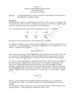 CHEM 1471 Kinetics of Phenolphthalein Decolorization Fall 2010