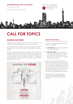 call for topics - Actuarial Society Convention
