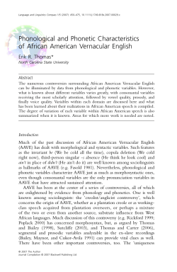 Phonological and Phonetic Characteristics of African American