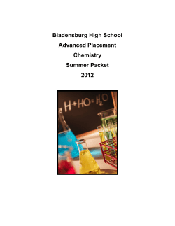 Bladensburg High School Advanced Placement Chemistry