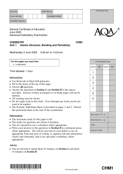 A-level Chemistry Question paper Unit 1 - Atomic Structure