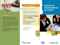 ReGisteR oF CoMMissioneRs FoR oAths