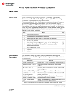 Pichia Fermentation Process Guidelines Overview