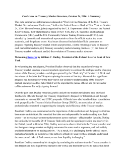 Conference on Treasury Market Structure, October 24, 2016: A