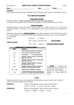 6.1 Chemical Equations
