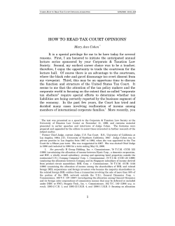 How to Read Tax Court Opinions by U.S. Tax Court Chief Judge