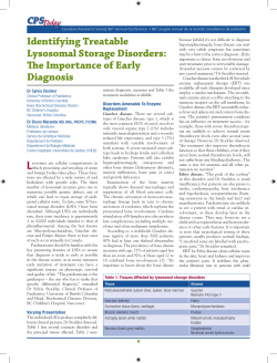 Identifying Treatable Lysosomal Storage Disorders: e Importance of