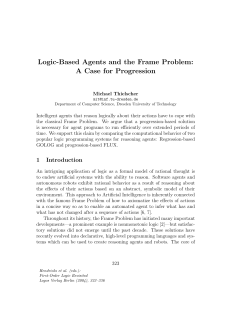 Logic-Based Agents and the Frame Problem: A Case for Progression