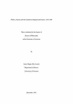 Politics, Society and the Crusade in England and France, 1378